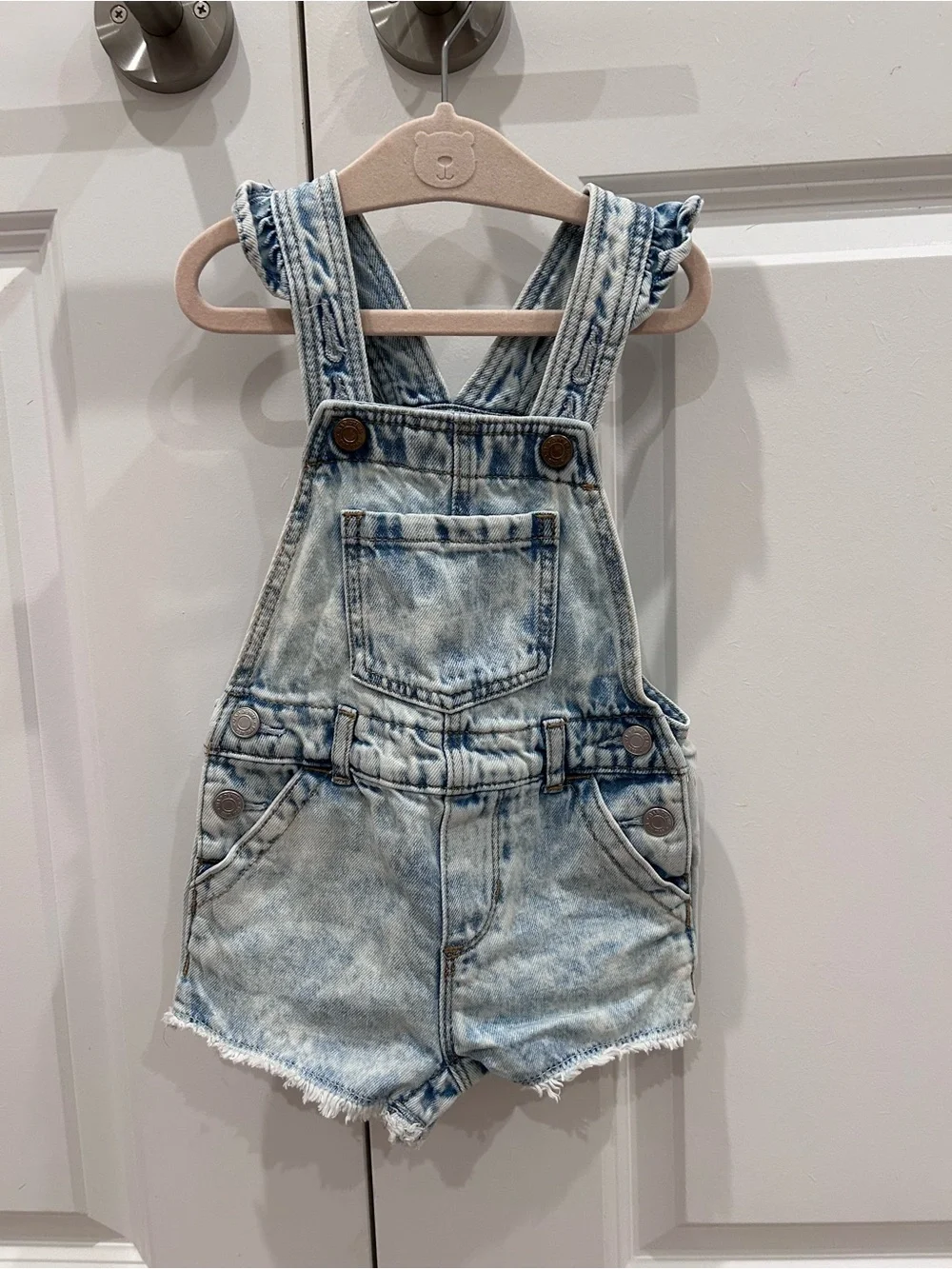 GAP Light Wash Denim Shortall Romper